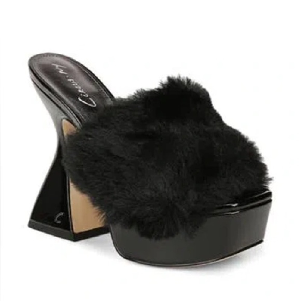Circus by Sam Edelman Black Faux Fur Abigail Platform Mule